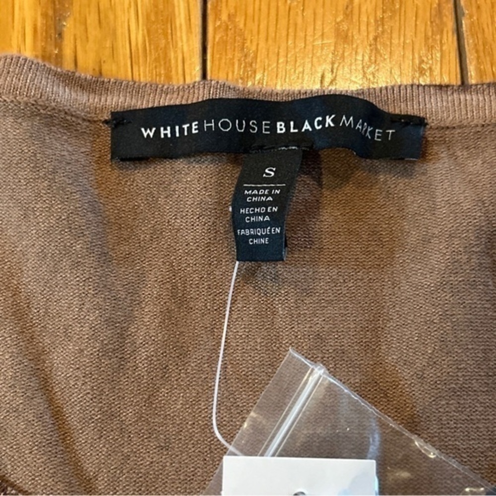 White House Black Market Short Sleeve Brown Black Snakeskin Print Top Sz Small - Picture 5 of 7